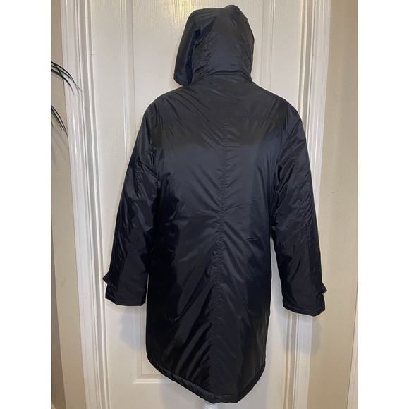 EXPRESS Men’s Black Drawstring Collar Button Front Nylon Trench Coat Sz Sm NEW - Picture 4 of 9